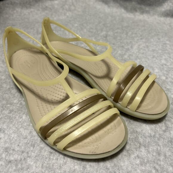 Crocs Womens Size 7 Jelly Sandals ISABELLA HUARACHE Strappy Ballet Slip On Flats - Picture 1 of 5